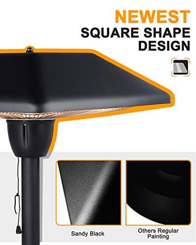 Star Patio Electric Patio Heater, Infrared Heaters, Tabletop Heater, Electric Outdoor Heaters, Outdoor Patio Heater, Classic Sandy Black, 1500W, STP1566-DT