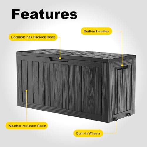 Outdoor Storage Box with Wheels – 75 Gallon Mobile Waterproof Resin Deck Box, Lockable Storage for Patio Cushions, Garden Tools, Pool Accessories – UV-Resistant Storage Bench for Backyard & Deck