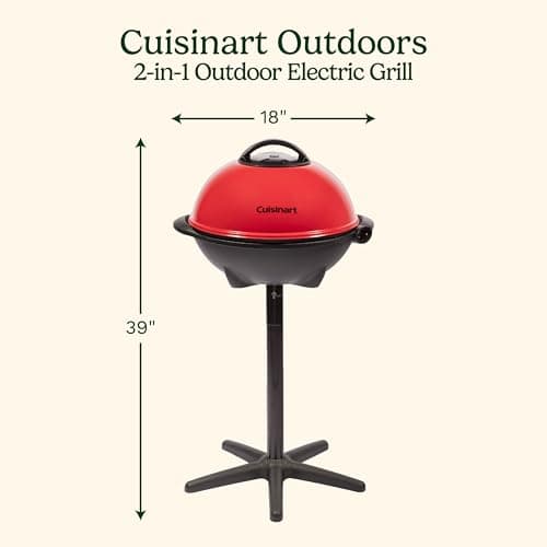 Cuisinart Indoor/Outdoor Electric Grill, 2-in-1 Portable BBQ with Non-Stick Cooking Surface, Electric Grill Outdoor with Adjustable Heat, Stand/Tabletop Options for Cookouts, Barbecues, Small Spaces