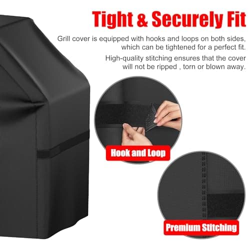 Grill Cover, 58 inch Heavy Duty BBQ Gas Grill Cover for Outdoor Grill, Waterproof, Weather Resistant, Anti-UV, Rip-Proof, Fade Resistant Barbecue Cover with Hook-and-Loop Straps for Most Grills