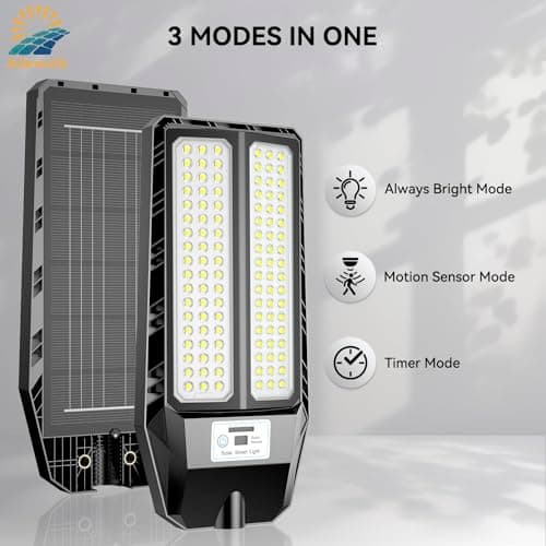 5000W Solar Lights Outdoor - 6500K LED Solar Street Lights Outdoor, Dusk to Dawn, IP66 Waterproof Solar Flood Lights with Motion Sensor and Remote Control for Yard, Patio, 2 Pack
