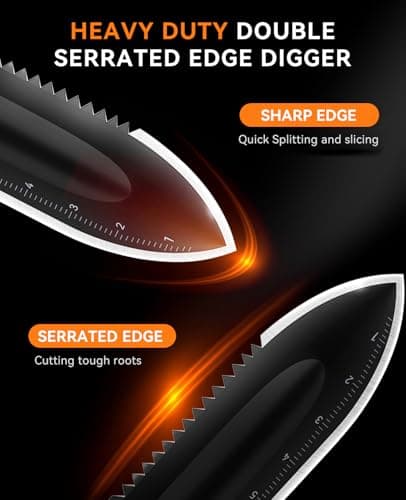 SUNPOW Metal Detector Shovel Digging Tools - Heavy Duty Double Serrated Edge Digger Shovel Knife - Garden Digging Tools with Carrying Sheath - Metal Detector Accessories