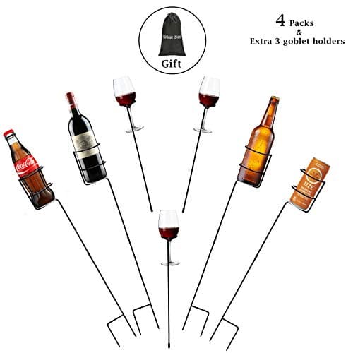 Urban Deco Heavy Duty Drink Holder Set of 7, Outdoor Yard Drink Holder Stakes, 4 Packs Plus Extra 3