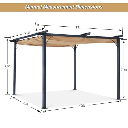 ABCCANOPY Patio Pergola 11x11 - Outdoor Sun Shade Canopy with Retractable Roof for Garden Porch Backyard (Gray)