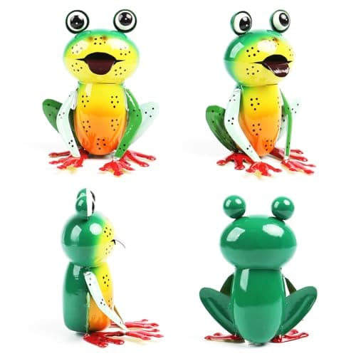 Metal Garden Decor Yard Art for Outside Set of 2 Cute Big Frogs Lawn Patio Ornaments Backyard Decorations Garden Gifts for Mom - (Yellow,Green)