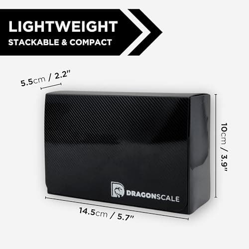 Dual Deck Box with Magnetic Flip Lid | 200+ Standard-Size Trading Card Capacity | Double Deck Box Plastic Storage Organizer | Holds up to 2 Decks for Tournament Play, Black