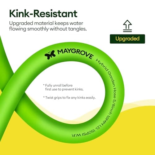 25 ft Garden Hose, 5/8 in ID, Heavy-Duty, Leakproof, Kink-Resistant Water Hose with Swivel Brass Fittings, 600 PSI Burst Rating, Ideal for Car Wash & Lawn Watering