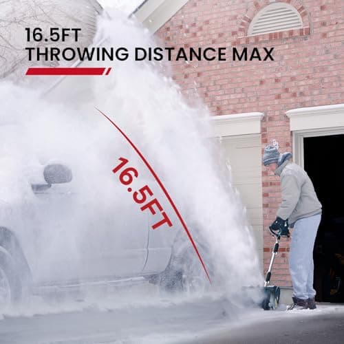 Eletric Snow Shovel, 20V | 12-Inch | 4-Ah Cordless Snow Blower, Battery Powered Snow Blower with Directional Plate & Adjustable Front Handle (4-Ah Battery & Quick Charger Included)
