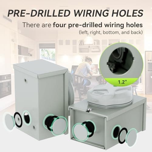 Pre-Drilling 30 Amp Generator Inlet Box RVMATE, NEMA L14-30P Power Inlet Box for 4 Prong Generator Cord, 125/250V,3750/7500W 30a Power Inlet Box, ETL Listed, Waterproof for Outdoor Use