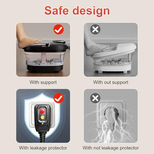 Collapsible Foot Spa Bath with Heat,Foot Massager with Two Side Supports,Leakage Protector,Temperature Control,Bubbles,Red Light,Timer,Feet Spa Tub,Feet Soaker,Gifts (Black)