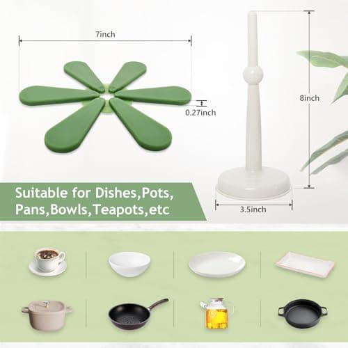 Silicone Trivets for Hot Dishes,Tree Shaped Trivets Set for Hot Pots and Pans, Tree Coasters/Tree Trivets,Hot Pads for Kitchen Decor and Accessories, 3 Pot Holders and 1 Stand (Christmas Round)