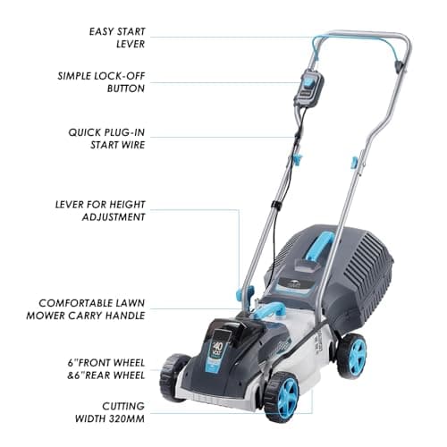 40V Cordless Lawn Mower with Brushless Motor - 13 Inch Lightweight 2-in-1 Push Mower, 5 Adjustable Cutting Heights, Low Noise & 40V Lithium-Ion Battery Included, Ideal for Small Yards