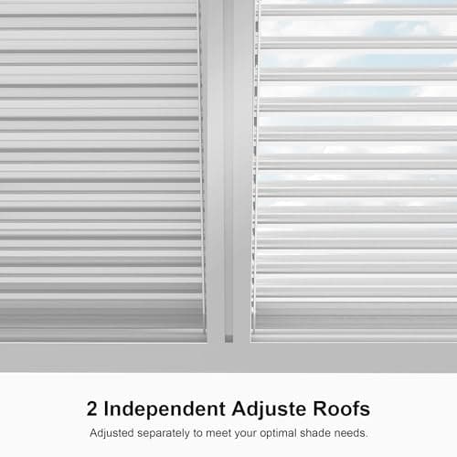 PURPLE LEAF Outdoor Louvered Pergola 12' x 14' White Aluminum Pergola Modern Shade Gazebo with 2 Independently Adjustable Rainproof Hardtop for Patio Garden Yard