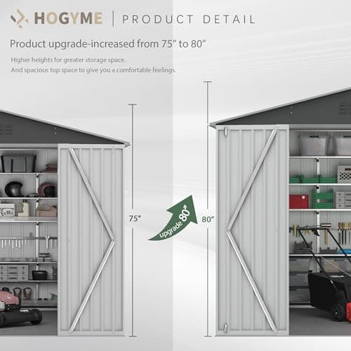 10 x 12 FT Outdoor Storage Shed, Large Metal Tool Sheds with Updated Frame Structure and Lockable Doors, Garden Shed for Backyard Garden Patio Lawn, Grey