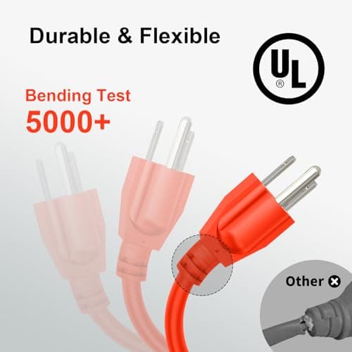 Outdoor Extension Cord Waterproof 100 FT, Orange 16/3 SJTW Heavy Duty, Flexible 100% Copper 3 Prong Extension Cord for Lawn, Garage,UL Listed