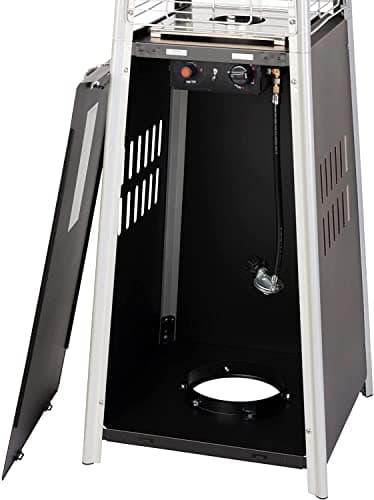 Resort Model 49,000 BTU Natural Gas Glass-Tube Flame Patio Heater in Rich-Mocha Matte Finish with Mobility Wheels and Protective Cover