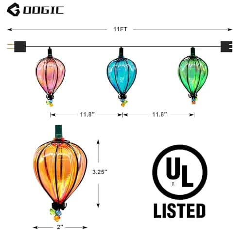11FT Multicolor String Lights with 10 Bulbs, Colored Backyard Patio Indoor/Outdoor UL Listed String Lights,Hanging for Bistro Tents Market Cafe Gazebo Porch Party Wedding