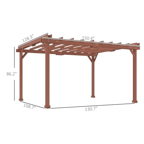 Outsunny 11' x 12.5' Outdoor Pergola, Wood Pergola Gazebo Grape Trellis with Stable Structure for Climbing Plant Support, Patio, Deck, Backyard, Lawn