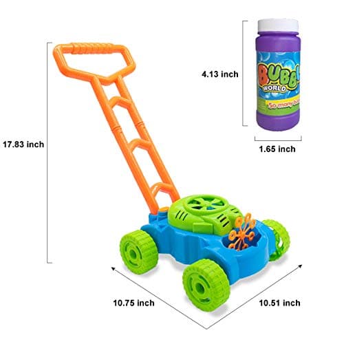 Lydaz Bubble Lawn Mower for Toddlers 1-3, Outdoor Bubble Blower Machine for 1 Year Old Boys Toy Gifts, Kids Easter Push Summer Outside Garden Toys, Birthday Gifts for Preschool Baby Boys Age 1 2 3
