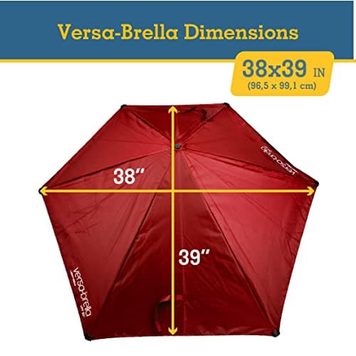 Versa-Brella UPF 50+ Personal Sun Shade - Portable Umbrella for Sports & Outdoors - Secure Clamp, 360-Degree Swivel Adjustable Position for Maximum Sun Protection - Compact with Carry Case