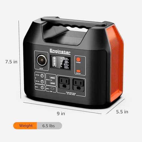 EnginStar Portable Power Station 300W 296Wh Battery Bank with 110V Pure Sine Wave AC Outlet for Outdoors Camping Hunting and Emergency, 80000mAh Backup Battery Power Supply for CPAP