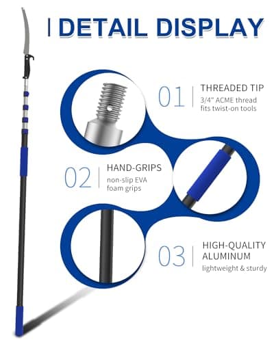 26FT Reach Pole Saws for Tree Trimming, Manual Pruning Pole Saw with 5-20FT Telescoping Extension Pole, Tree Pruner Tree Trimmer with 19" 3X Detachable Saw for Yard Garden Trees Palms Shrubs