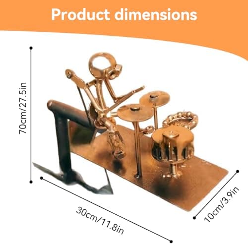 Metal Steampunk Drummer Windmill Garden Decoration - Handmade Outdoor Kinetic Sculpture, Steampunk Yard Art with Rust-Proof Design, Easy Install for Patio, Lawn and Music Lovers (1pcs-a)
