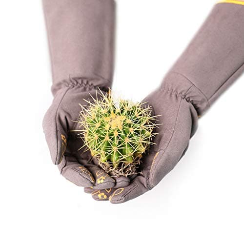 COOLJOB Thorn Proof Rose Pruning Garden Gloves for Women, Long Sleeve Padded Yard Work for Bush, Blackberry, Cactus, Heavy Duty/Puncture Resistant/Machine Washable, Medium, Yellow