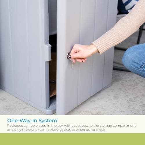 Suncast 33.5-Gallon Capacity Package Delivery Box, Parcel Drop Box with Lock, Weather Resistant Outdoor Storage Solution for Secure Package Deliveries, Made in USA