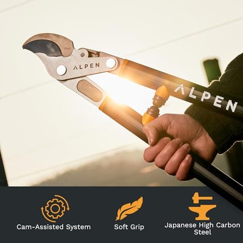 Alpen Weisshorn 280 Loppers, Cuts 1.58" Diameter - 32" Cam-Assisted Professional Garden Bypass Lopper and Tree Trimmer - Japanese High Carbon Steel Blades