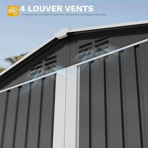 DWVO 6x4ft Metal Outdoor Storage Shed with Window, Lockable Tool Storage Sheds, Steel Garden Sheds with Sloped Roof for Backyard, Patio, Garage, Lawn, Gray + White
