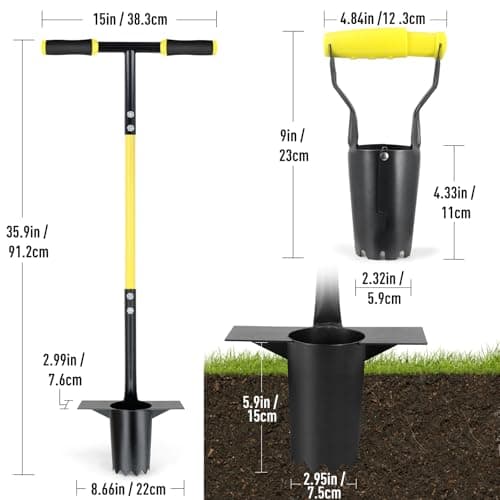 Jardineer 2PCS Bulb Planter Tools Set, Long Handle Garden Transplanter and Small Bulb Planting Tool with Deep Marker, Ideal for Planting Bulbs, Seedlings, Flowers & Vegetables