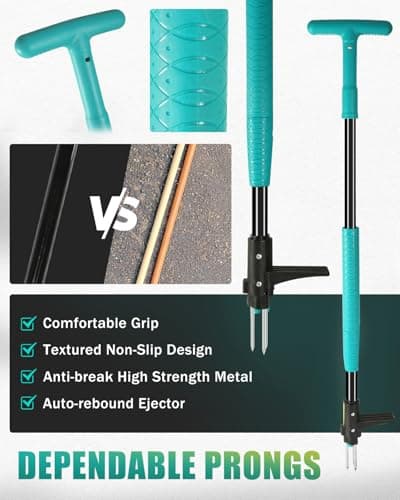 Breeze Touch 39" Weed Pulling Tool, 3-Claw Detachable Weed Puller Tool with Long Handle, Heavy Duty Stand Up Weeder Weeding Tool for Lawn, Yard, Garden, Crabgrass, Dandelion Picker, Weed Remover