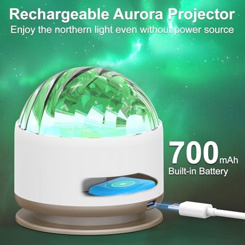 Northern Light Projector, Battery Operated Aurora Night Light Projector, 16 Colors Galaxy Lamp Ocean Wave Ceiling Projector Mood Ambient Lighting for Bedroom Party Kids Room Toddler Girl Gift
