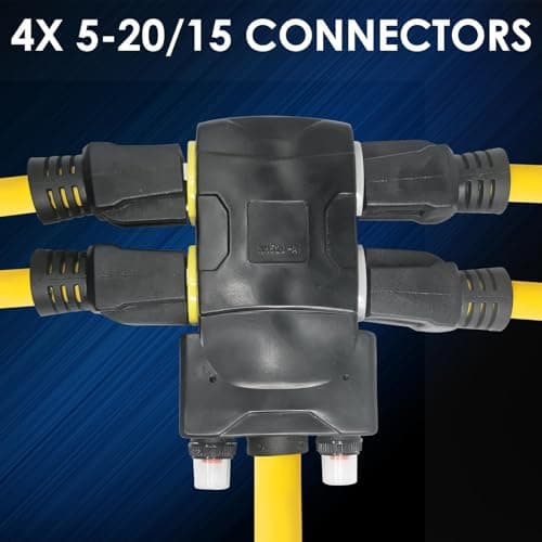 [240V to 120V] 50 Amp to 20 Amp 110 Adapter With Circuit Breaker RV Generator Cord Distribution NEMA 14-50 to 4X 5-15R/5-20R T-Blade Multiple Use ETL Listed 1.5 FT Household Outlet