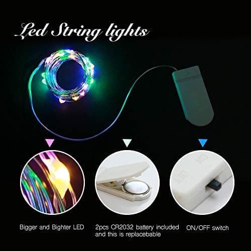 VOOKRY Fairy Lights Battery Operated Mini Starry String Lights, 12 Pack 30 LEDs 10 ft Silvery Copper Wire Lights Multicolor, Works for DIY Wedding Centerpiece, Party, Table, Christmas Decorations