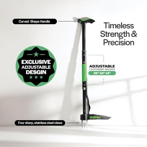 Weed Puller Tool with Long Adjustable Handle (36", 40", & 45"), Quick-Release Weed Ejector Mechanism, Lightweight Aluminum Stand-Up Heavy Duty Weed Remover, 4-Claw Head & Foot Pedal for Easy Weeding