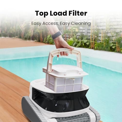 Hydro 4 Pool Robot, Pool Vacuum for Inground and Aboveground Pools, Floor, Wall and Waterline Cleaning and Scrubbing, Smart WiFi and Blutooth App Control, 50' Cord, Large Top Load Fine Filter Basket