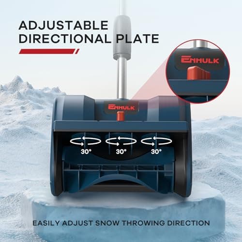 Eletric Snow Shovel, 20V | 12-Inch | 4-Ah Cordless Snow Blower, Battery Powered Snow Blower with Directional Plate & Adjustable Front Handle (4-Ah Battery & Quick Charger Included)