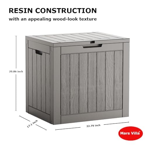 Deck Box, Waterproof Weatherproof and UV Resistant Resin Storage Bin with Lockable Lid, Ideal for, Outdoor, Patio Furniture Cushions, Pool Supplies, Garden Tools (31 Gallon, Grey)