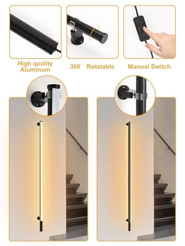 Upgrade Plug in Wall Sconces, 58.2Inch Extra-Long Corner Wall Lights for Living Room, Corner Light with Remote Control, Minimalist Slim Plug in Sconce, 12W Wall Lamps for Living Room Bedroom (1 Pack)