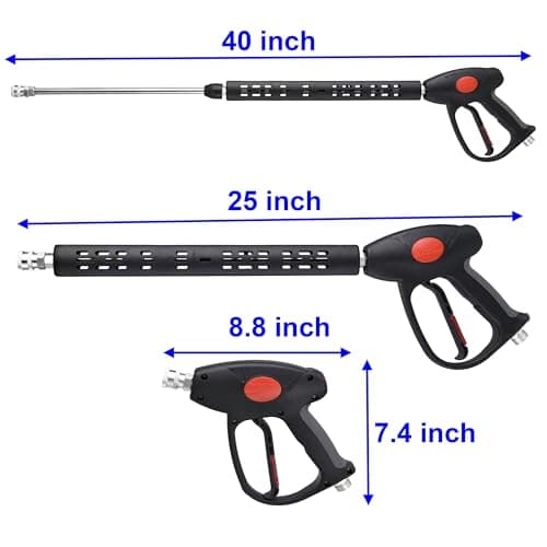 M MINGLE Replacement Pressure Washer Gun with Extension Wand, M22 15mm or M22 14mm Fitting, 5 Nozzle Tips, 40 Inch, 4000 PSI