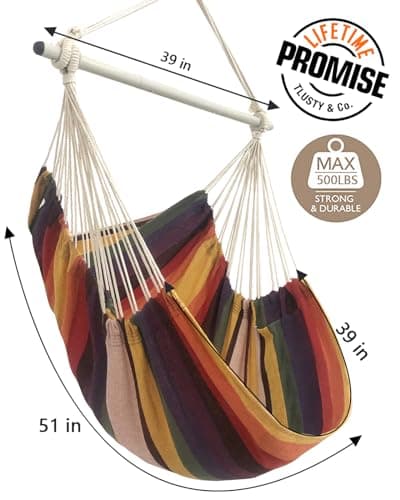 MIZTLI Hammock Chair Swing Indoor Hammock for Bedroom - Max 500 Lbs－Steel Spreader Bar with Anti-Slip Rings-Indoor & Outdoor