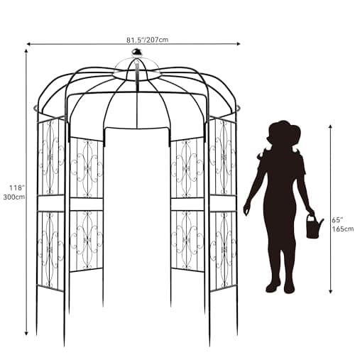 YITAHOME Birdcage Shape Garden Arch Arbors, 9.8'H x 6.8'W Pergola Pavilion for Climbing Plants Outdoor, Wedding Arches for Ceremony Party, Metal Garden Arbor for Patio, Backyard (Black)