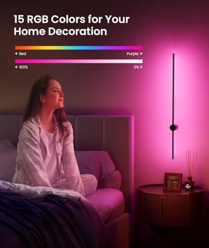 40" Battery Operated Wall Sconce, 10000mAh Rechargeable Wireless Sconces Set of 2, Dimmable Wall Sconces with Remote Control, 18 Color Modes Non Hardwired Wall Sconces, 10 Hours Using Time