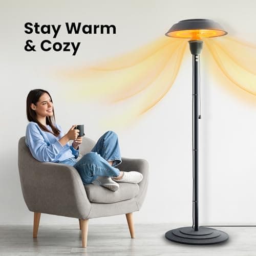 Indoor & Outdoor 1500W Electric Infrared Patio Heater, Waterproof & Tip-Over Protection, Perfect for Garden, Balcony