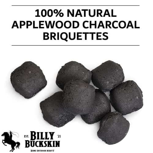 6.5 Lb Oak & Applewood Charcoal Briquettes for Beef, Pork, Fish, Steaks, Ribs & More, 100% All-Natural, Quick & Easy Lighting for Outdoor BBQ, Smoker, Tailgating, Camping by Billy Buckskin Co.