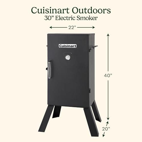 Cuisinart 30" Electric Smoker, 3 Adjustable Racks, Large Capacity BBQ Meat Smoker, Water & Wood Trays for Smoked Meat, Brisket, Salmon & Jerky, Adjustable Temperature Control