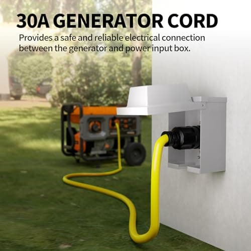 30-Amp Generator Extension Cord (35 Feet) 4-Prong 125/250V 7500W, NEMA L14-30P/L14-30R,10 Gauge STW Locking Power Cord for Transfer Switch, Portable Generators,Yellow 35ft Generator Cable
