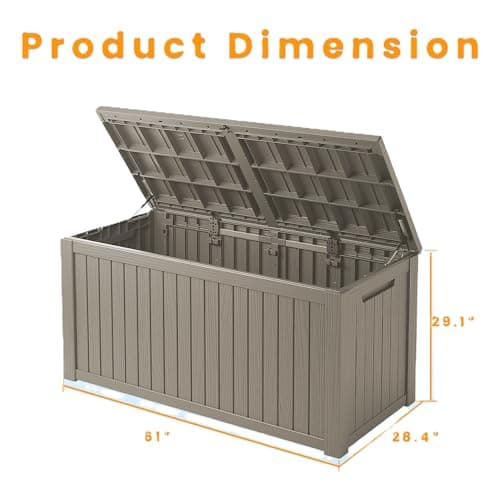 182 Gallon Deck Box Waterproof, UV Resistant Resin Outdoor Storage Box with Hydraulic Rod, Lockable Design and Enhanced Durability for Patio, Garden, and Poolside Use